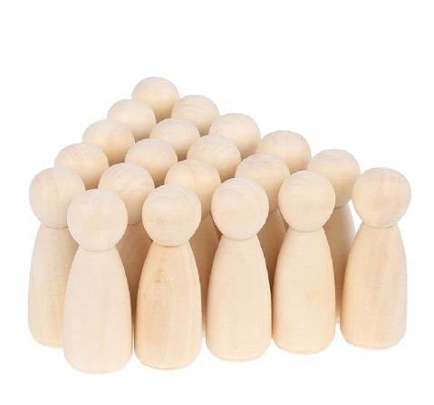 Wooden Peg Dolls 20 Piece